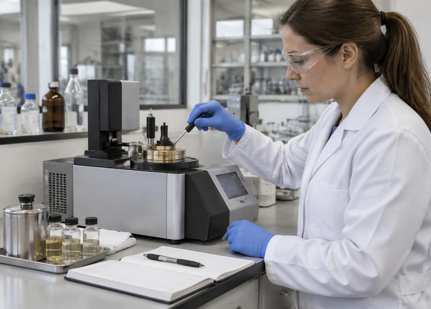 Closed-cup flash point testing in a quality-control laboratory
